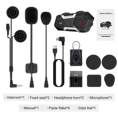 HEROBIKER Мотоциклет с домофонна система, каска, слушалка, водоустойчив високоговорител, переговорное устройство, мото-слушалки, безжична переговорное устройство, 1200M