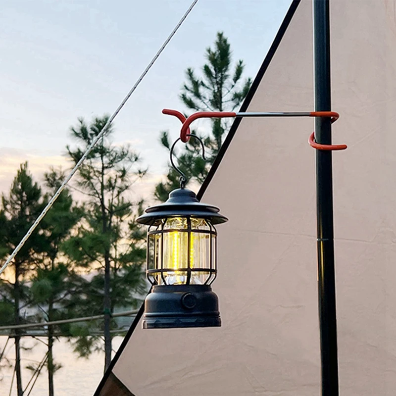 Уличен фенер за къмпинг, тип с, осветление за бързо зареждане, украса за зареждане, лампа за палатка, ретро преносим лампа за къмпинг
