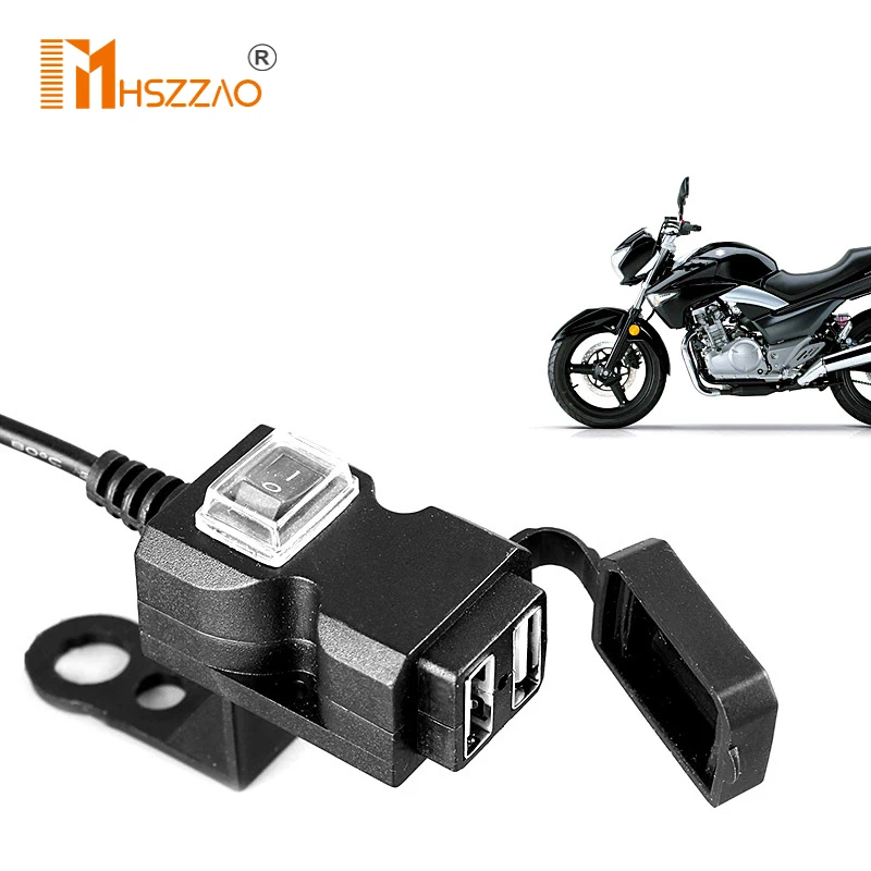 Универсално ново двухпортовое USB-зарядно устройство за мобилен телефон с превключвател на захранване 12-24 за мотоциклети Водонепроницаемое зарядно устройство